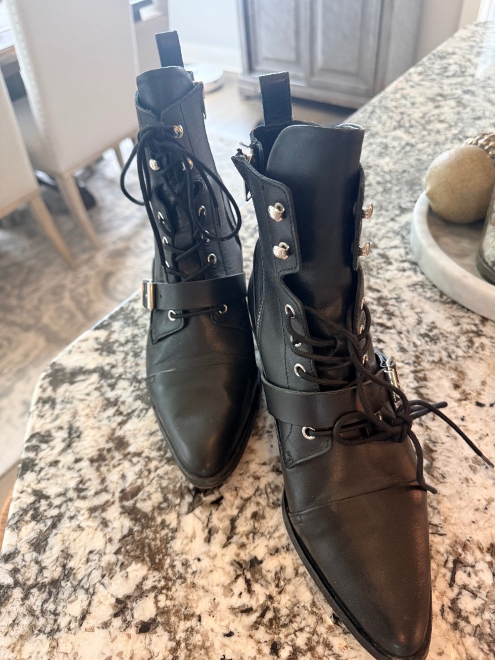 AllSaints Katy black leather ankle boot size 10 40